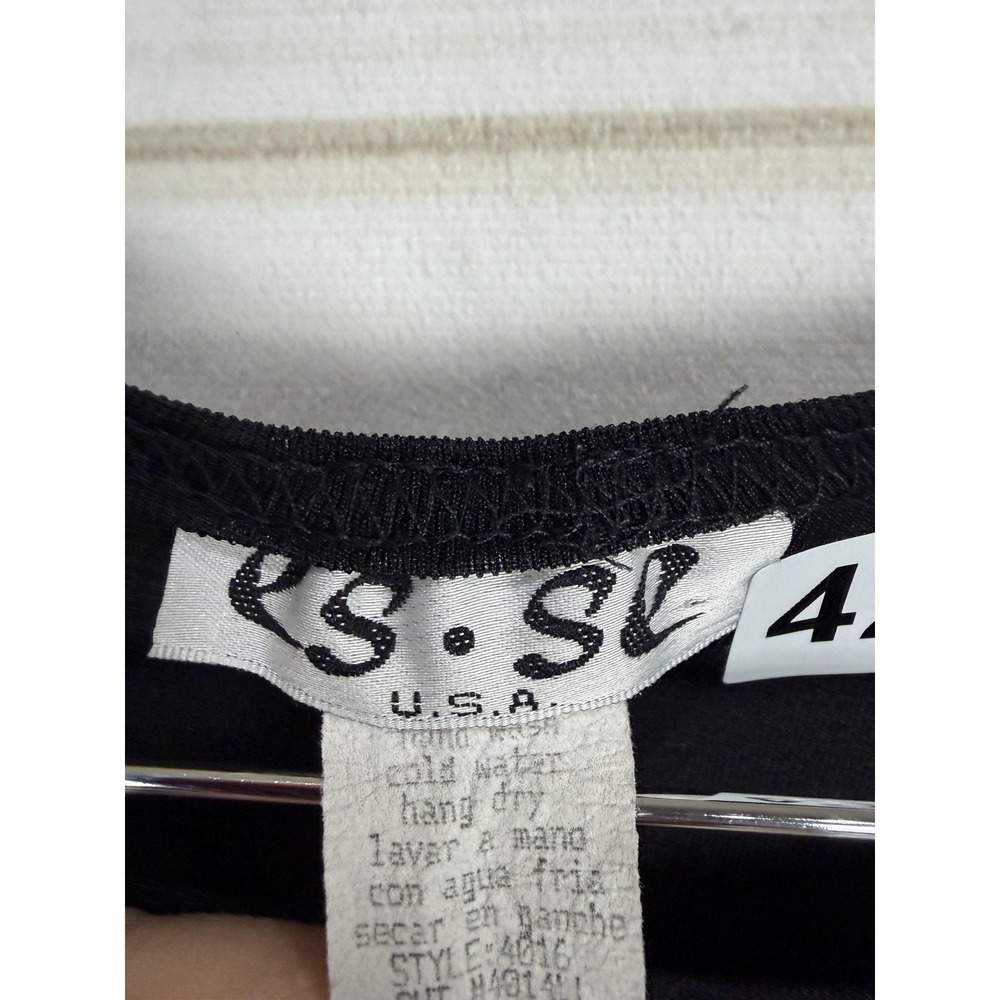 ES SL Top Skirt Set Womens Medium Black Floral Jersey 2 Piece Made USA - Picture 4 of 15